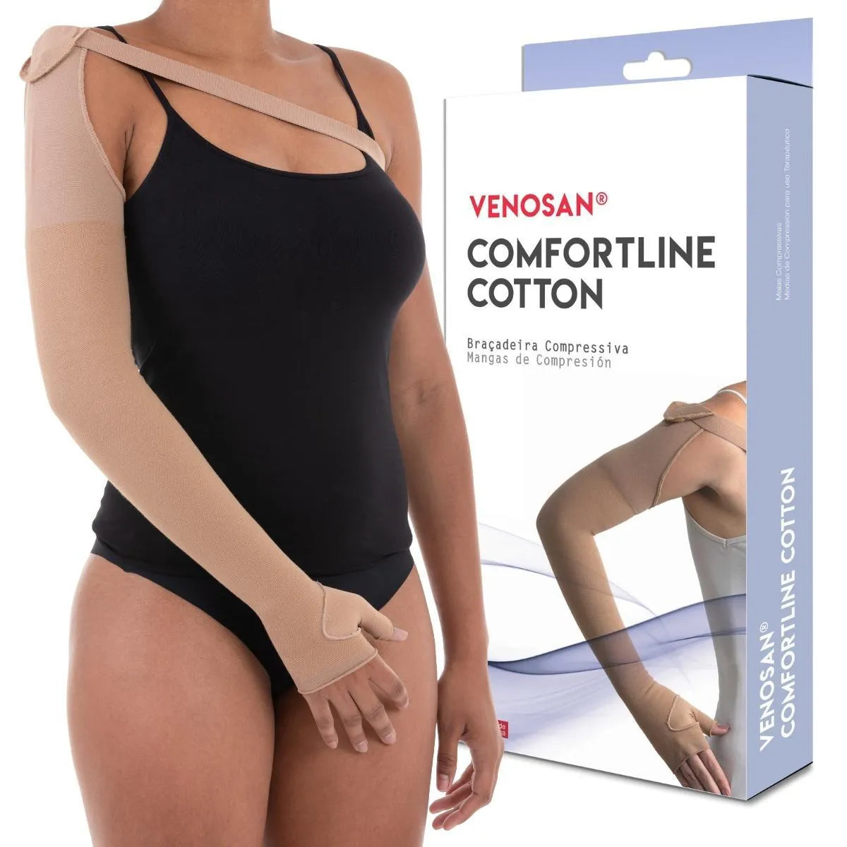 COMF. COTTON BRAC. 30-40 ZH METACARPO COM POLEGAR CURTA BEGE