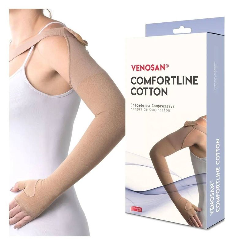 BRAÇ. COMF. COTTON 30-40 ZH METACARPO COM POLEGAR LONGA BEGE